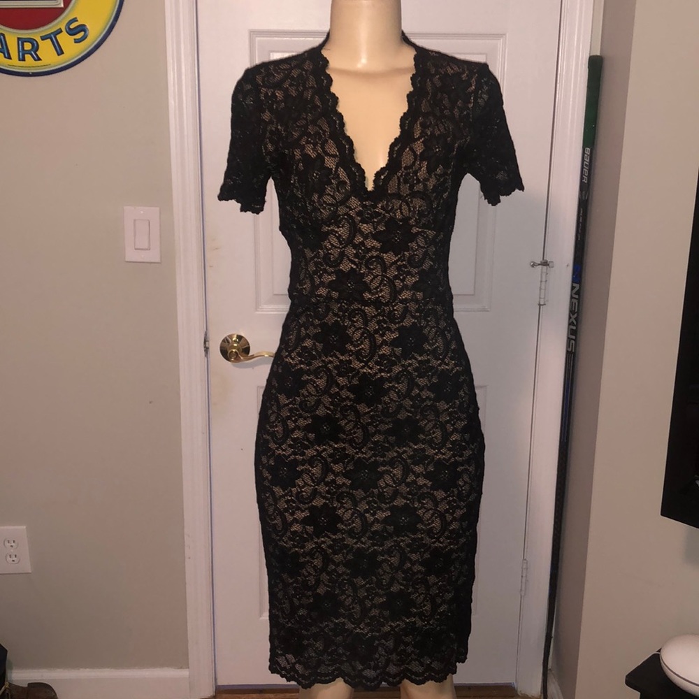 Dress, black lace, with sleeve